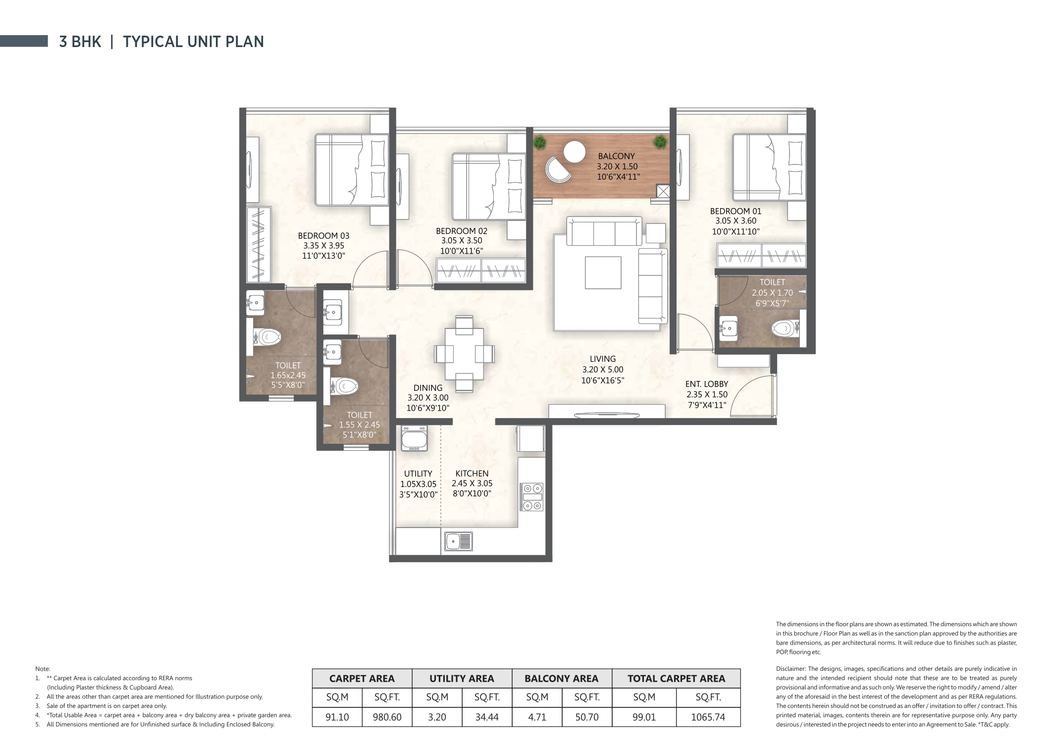 Merlin Ventana 2 BHK floor plan